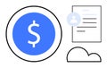 Financial and Data Management Icon Dollar Sign, User Profile, Cloud, and Document Elements Royalty Free Stock Photo