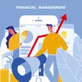 Financial Management Flat Vector Poster with Text Royalty Free Stock Photo