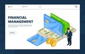 Financial management. Online banking, credit, finance landing page vector template