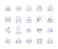 Financial Management line icons collection. Budgeting, Accounting, Investment, Cashflow, Risk, Assets, Liabilities