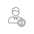 Financial Manager. Money management icon with research sign, explore, find, inspect symbol Royalty Free Stock Photo