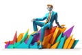 Financial manager during the work 3d colorful illustration - Generative AI.