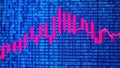 Financial Market Data Graph with Red Trend Lines on Blue Royalty Free Stock Photo