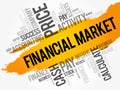 Financial market word cloud collage Royalty Free Stock Photo