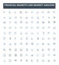 Financial markets and market analysis vector line icons set. Finance, Markets, Analysis, Trading, Investing, Stocks