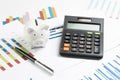 Financial, money budget planning concept, calculator with pen an Royalty Free Stock Photo