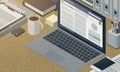 Financial news online on the laptop,3D illustration