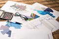 Financial paper charts and graphs on the table.business Royalty Free Stock Photo