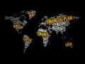 Financial plan word cloud in shape of world map, business concept background Royalty Free Stock Photo