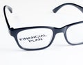 Financial plan words see through glasses lens, business concept
