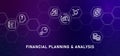 Financial planning and analysis gradient web header finance strategy plan analyzing data and report for company decision