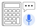 Calculator with Speech Bubble and Microphone Icon Communication and Voice-Control Technology Royalty Free Stock Photo