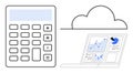 Cloud-Based Financial Calculation and Data Analytics Concept with Calculator and Laptop Royalty Free Stock Photo
