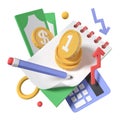 Financial planning - modern colorful realistic 3d illustration