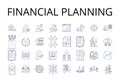 Financial Planning line icons collection. Asset Management, Wealth Management, Investment Strategy, Fiscal Planning