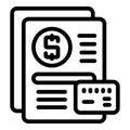 Financial planning paper icon, outline style