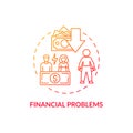 Financial problem red concept icon