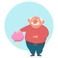 Senior man holding piggy bank having no money