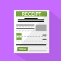 Financial Receipt Document, Check Flat Design