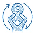 financial replay doodle icon hand drawn illustration