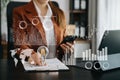 Financial report data of business operations balance sheet and income statement as Fintech concept Royalty Free Stock Photo