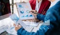 Financial report data of business operations balance sheet and income statement and diagram as Fintech concept.Business team Royalty Free Stock Photo