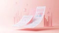 Financial Report Render in Soft Neutral Background, Transparent Analysis Concept