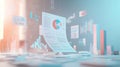 Financial Report Render in Soft Neutral Background, Transparent Analysis Concept