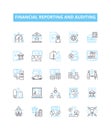 Financial reporting and auditing vector line icons set. Auditing, Finance, Reporting, Financial, Statements, Records