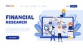 Financial research flat landing page template with header. Data analysis web banner, homepage design. Analytics and statistics Royalty Free Stock Photo