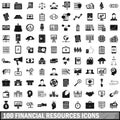 100 financial resources icons set, simple style Royalty Free Stock Photo