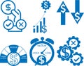 Financial risk icon, Finance icon, risk blue vector icon set