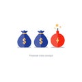 Financial risks, prize fund money icon, dangerous business Royalty Free Stock Photo