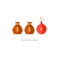 Financial risks, prize fund money icon, dangerous business Royalty Free Stock Photo