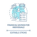 Financial savings for individuals blue concept icon