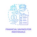 Financial savings for individuals blue gradient concept icon