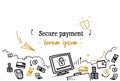 Financial security banking secure payment concept sketch doodle horizontal isolated copy space Royalty Free Stock Photo