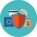 Financial security concept. Flat design. Royalty Free Stock Photo