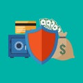 Financial security concept. Flat design stylish. Royalty Free Stock Photo