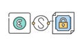 Financial Security Data Encryption: Multi-Currency Lock Icon, vector design Generative AI Royalty Free Stock Photo
