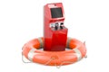 Financial services kiosk with lifebuoy, 3D rendering Royalty Free Stock Photo