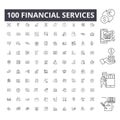 Financial services line icons, signs, vector set, outline illustration concept