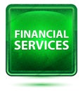 Financial Services Neon Light Green Square Button Royalty Free Stock Photo