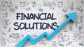 Financial Solutions Drawn on White Wall.