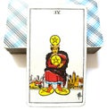 4 Four of Pentacles Tarot Card Financial Stability/Security Savings Investments Business Wealth Materialistic Miser Penny Pinching Royalty Free Stock Photo
