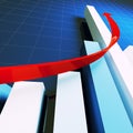 Financial stat and red arrow Royalty Free Stock Photo