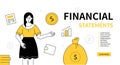 Financial statements - line design style web banner