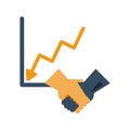 Financial statistics graphic with handshake