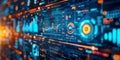 Financial Statistics and numbers on a display being reviewed by AI