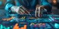 Financial Statistics and numbers on a display being reviewed by AI